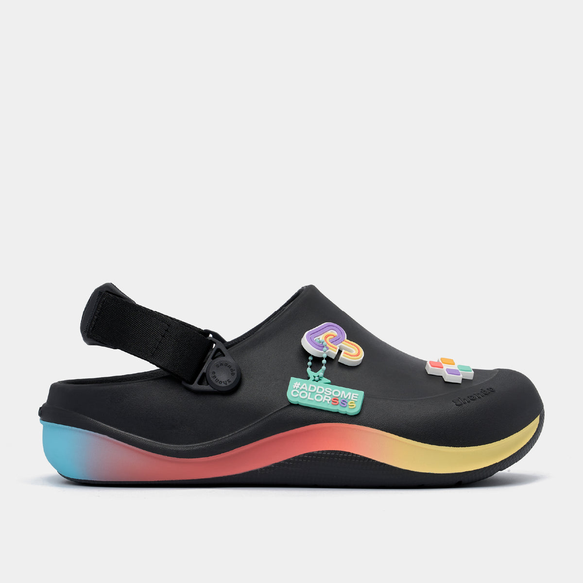 Giày Clog Suke Pride Unisex Cầu Vồng Lục Sắc Đen