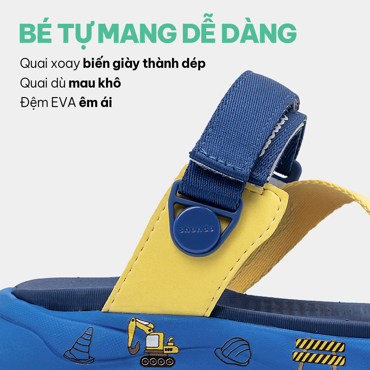 Sandal trẻ em Little 8 quai xoay xanh dương