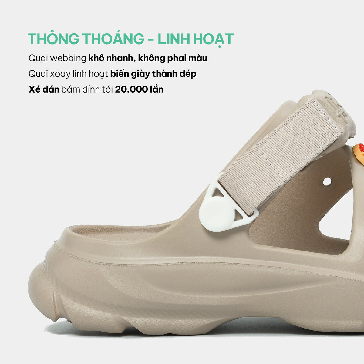 Sandal FX nam nữ nhựa đúc be
