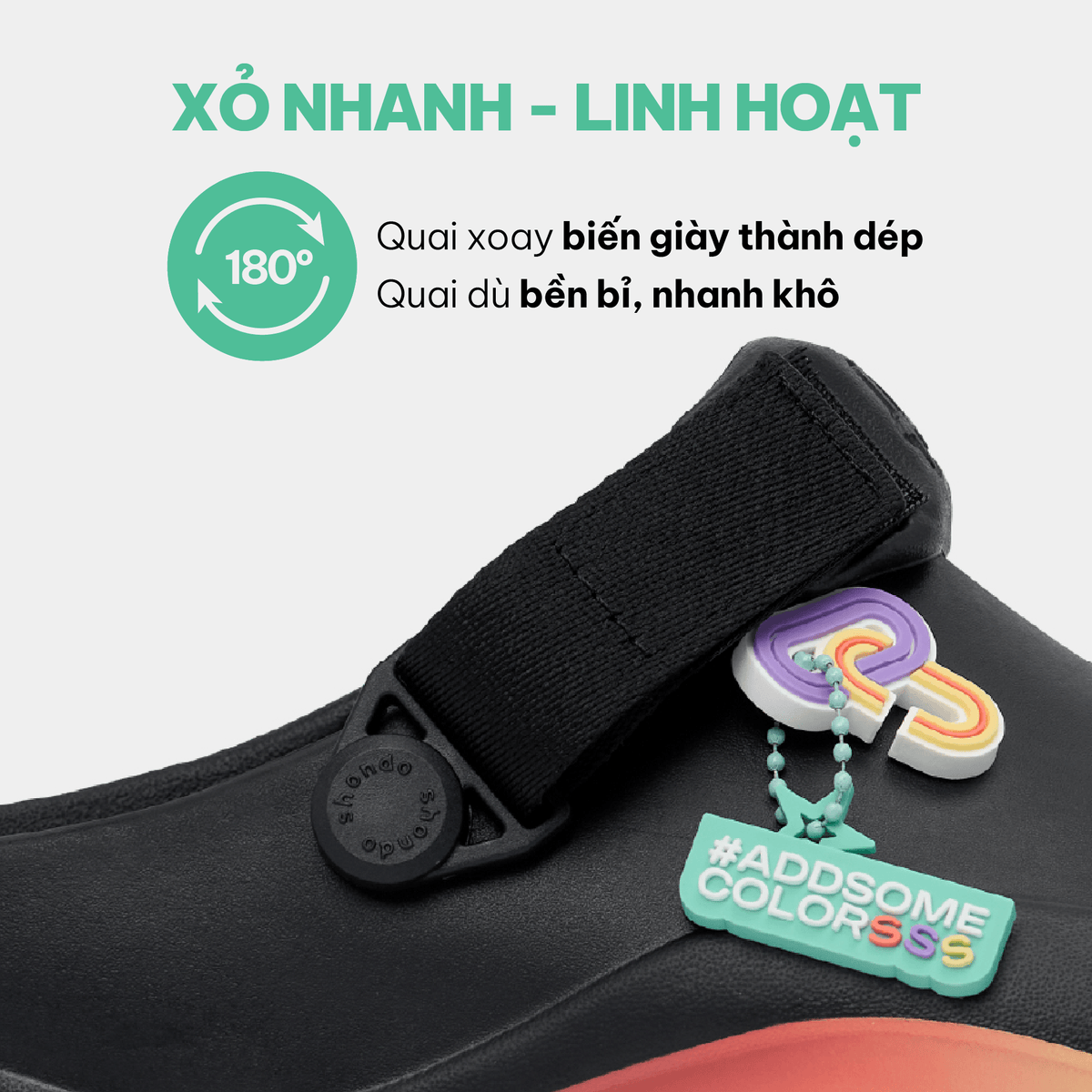Giày Clog Suke Pride Unisex Cầu Vồng Lục Sắc Đen