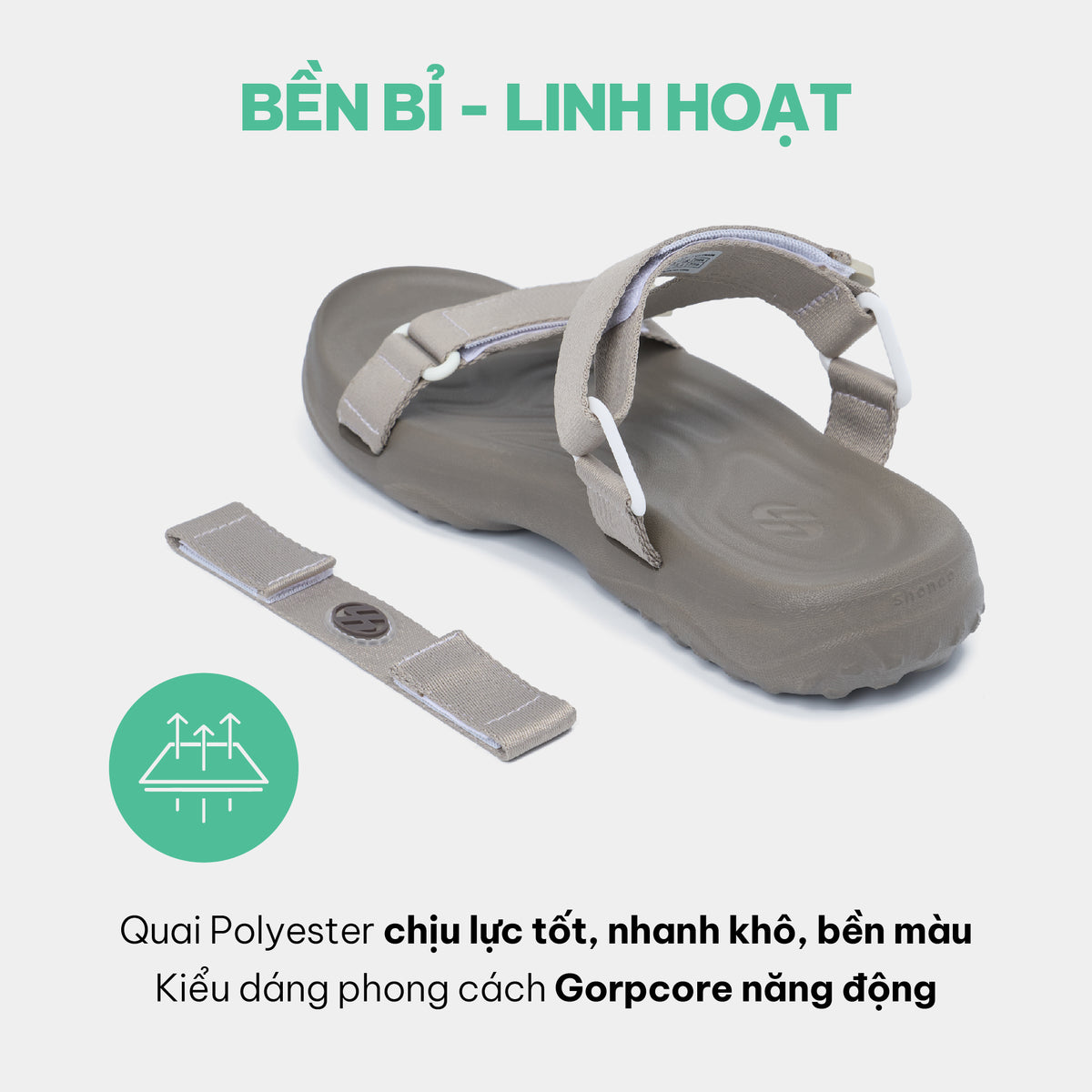 Sandal F11 Quai Chéo Unisex Nâu