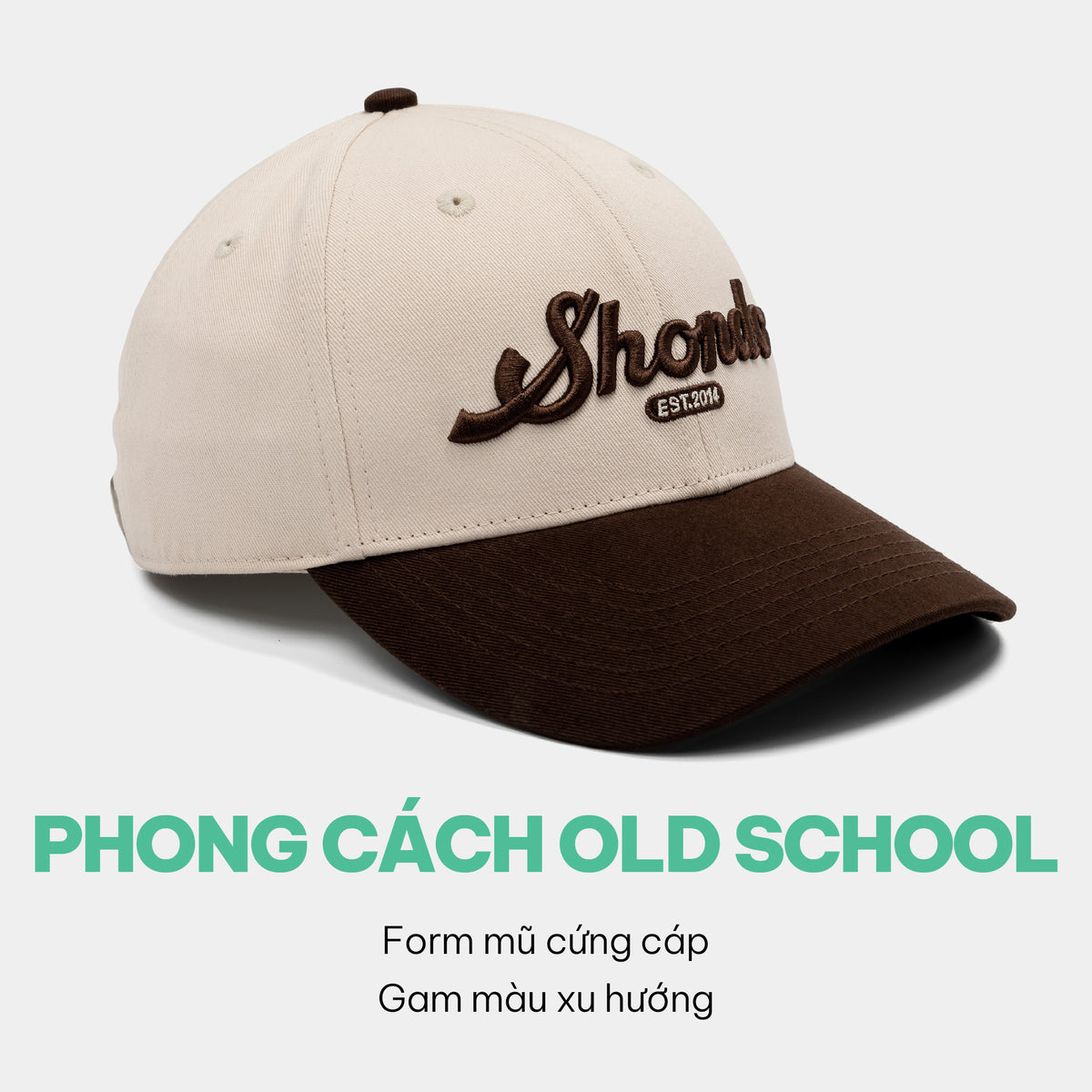 Nón lưỡi trai thêu logo Shondo be nâu