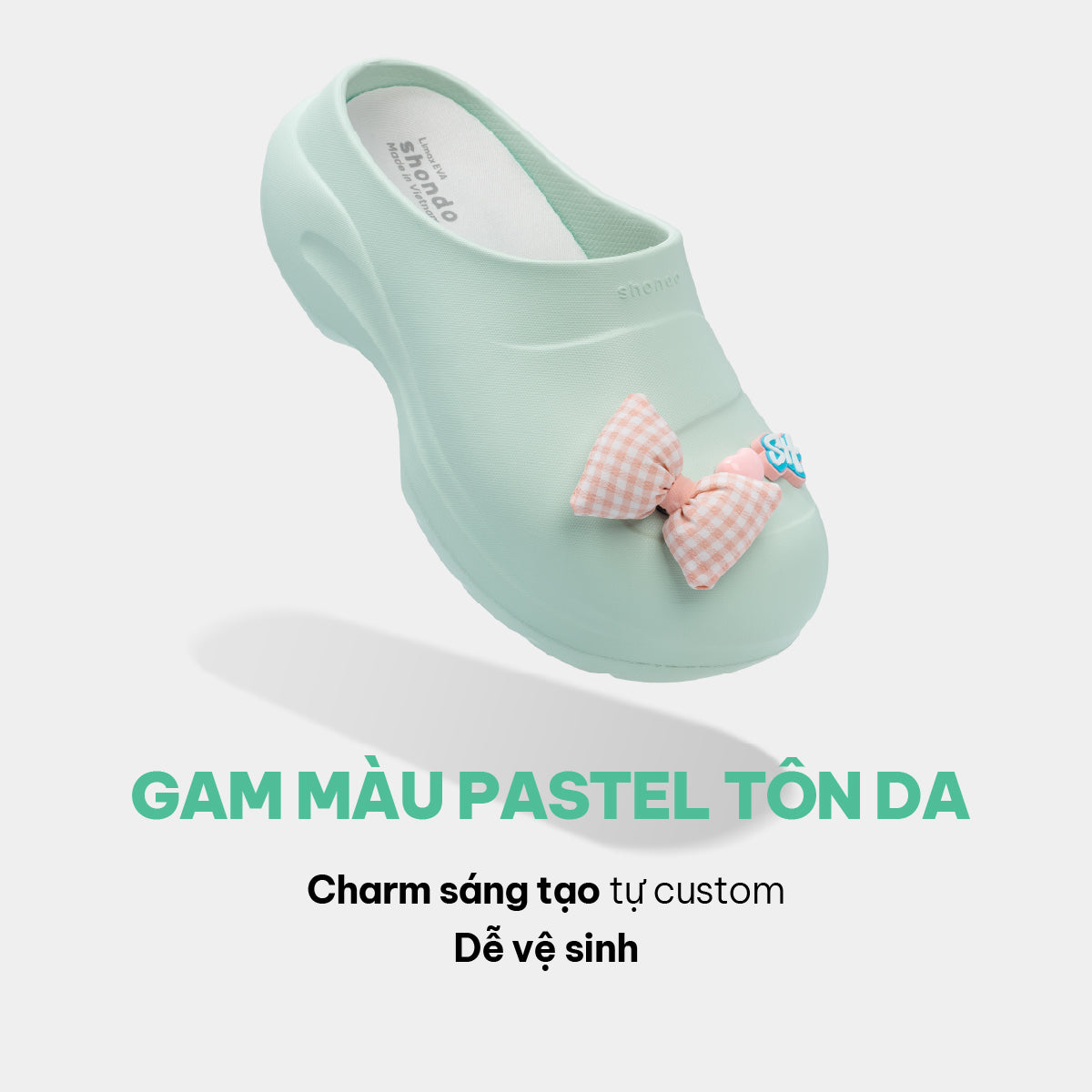 Clog MULE CHIC Limax đế cao nữ xanh mint