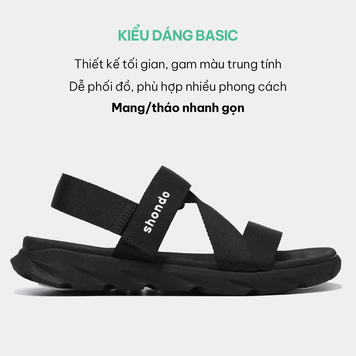 Sandals F6 sport đen quai liền thun