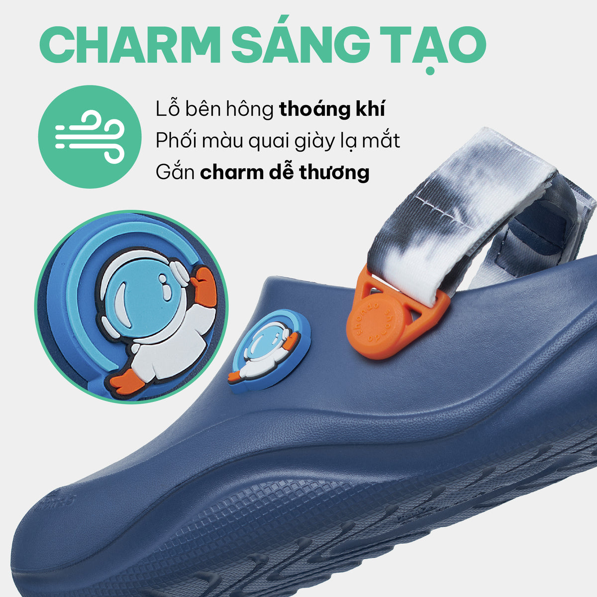 Clog Little Suke bé trai nhựa đúc xanh đậm