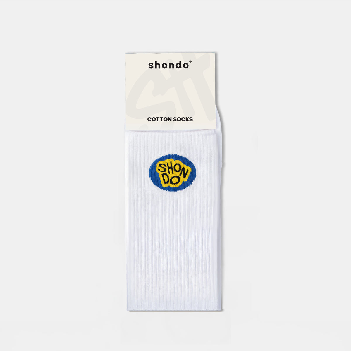 Vớ cổ cao logo Shondo dệt oval màu trắng