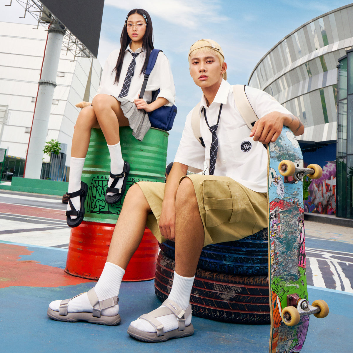 Sandal F11 Quai Chéo Unisex Nâu