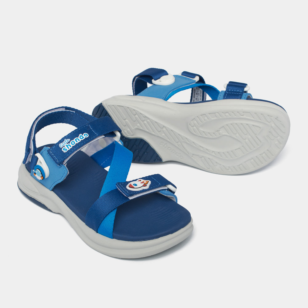 Sandal trẻ em Little 8 quai hậu xoay xanh