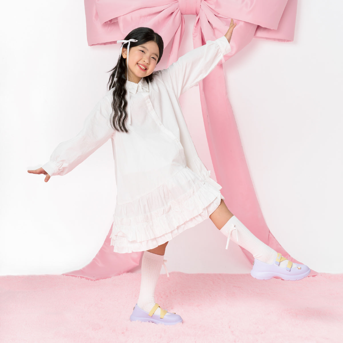 Giày ballet sneaker bé gái Little Dreamie tím