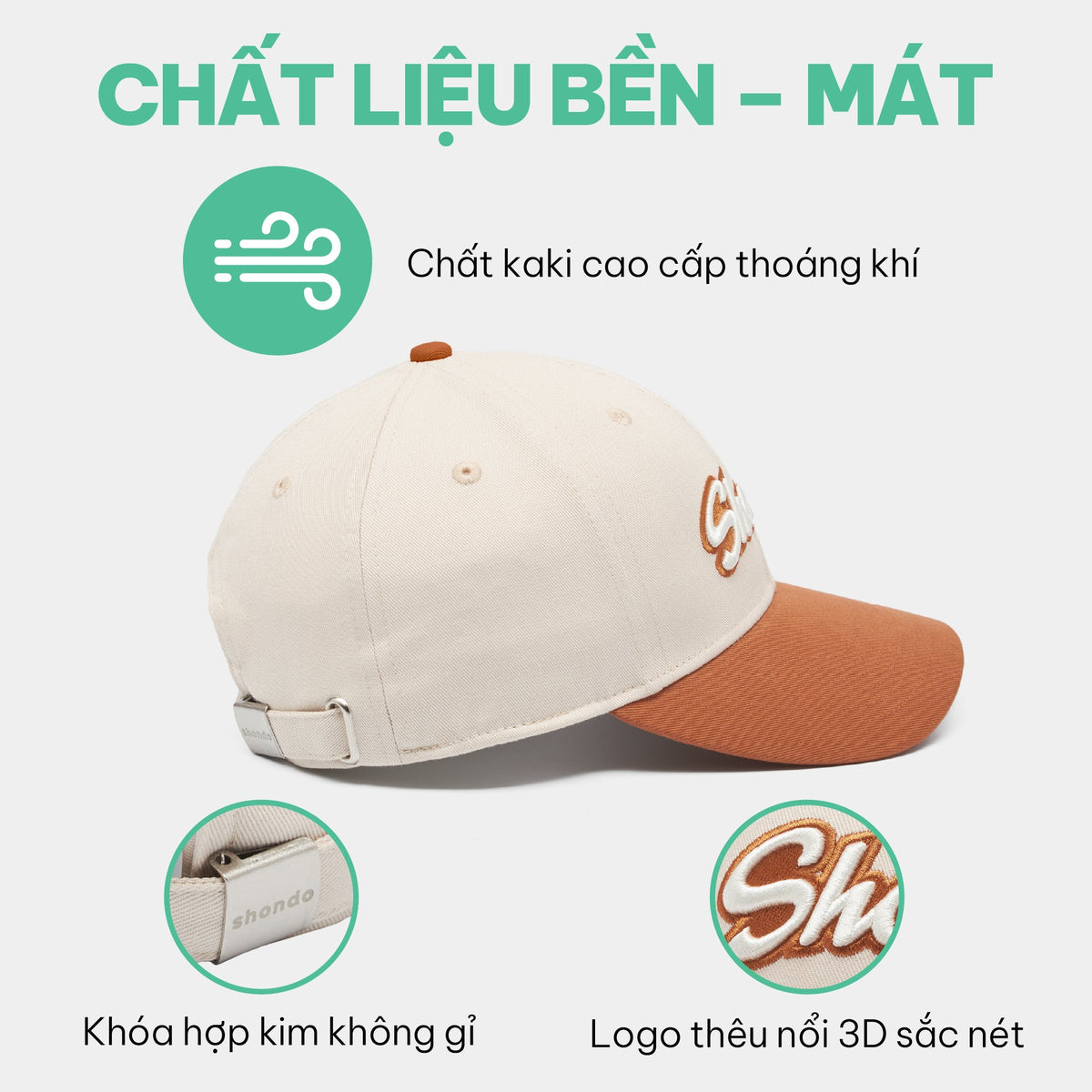 Nón lưỡi trai thêu logo Shondo nâu