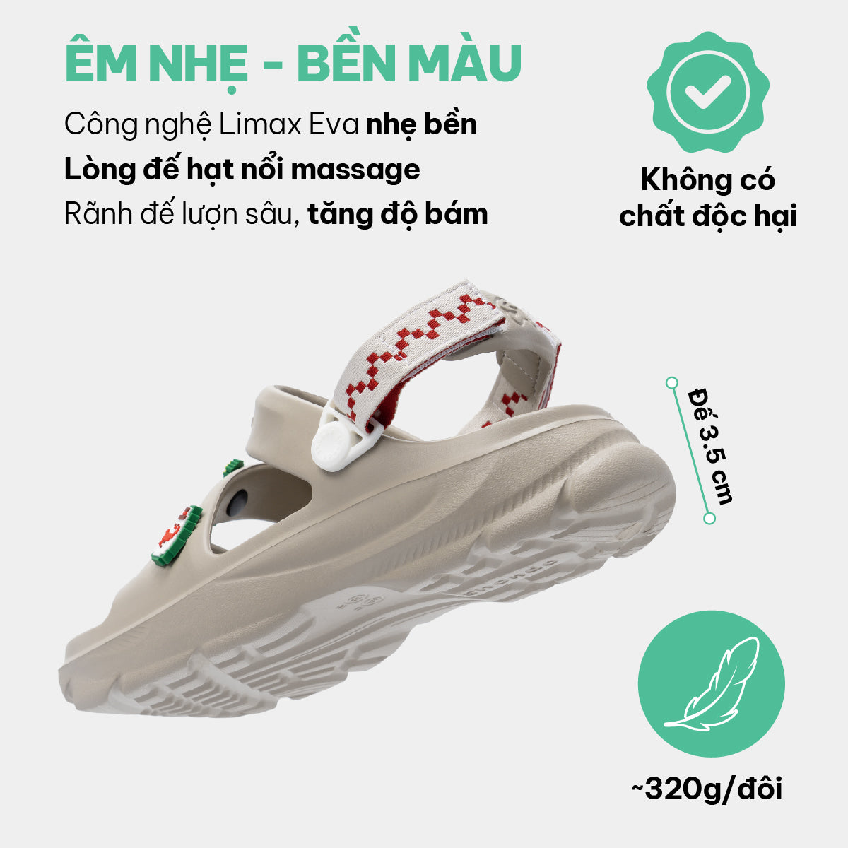 Sandal FX Limax Christmas unisex nâu nhạt