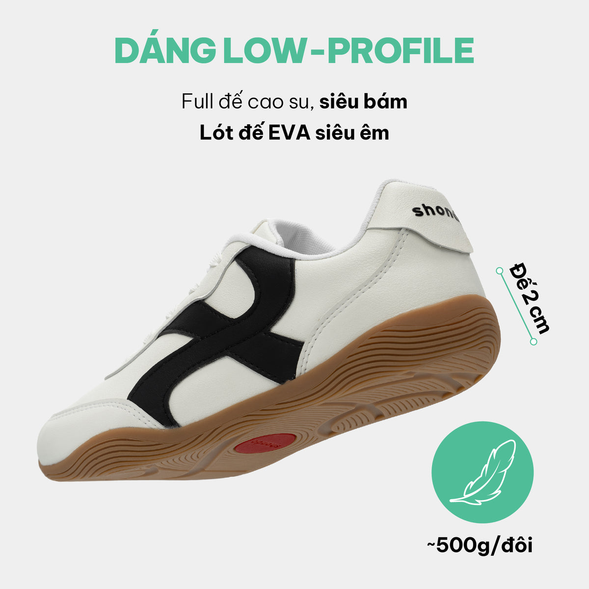 Giày Sneaker Shondo Class 7 Đế Thấp Unisex Màu Trắng