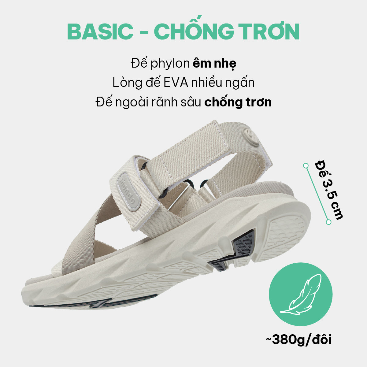 Sandal F6S Quai Chéo Unisex Nâu Nhạt