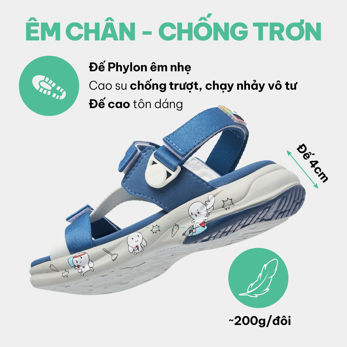 Sandal F8B T7M bé trai xanh