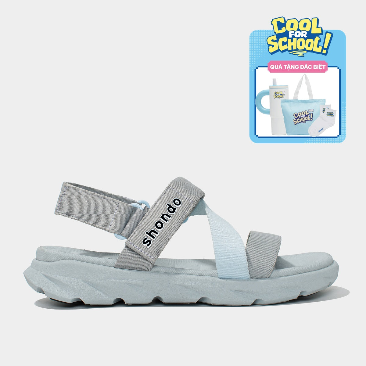 Sandals F6 Sport Unisex Đế Xám Phối Quai Xanh Da Trời
