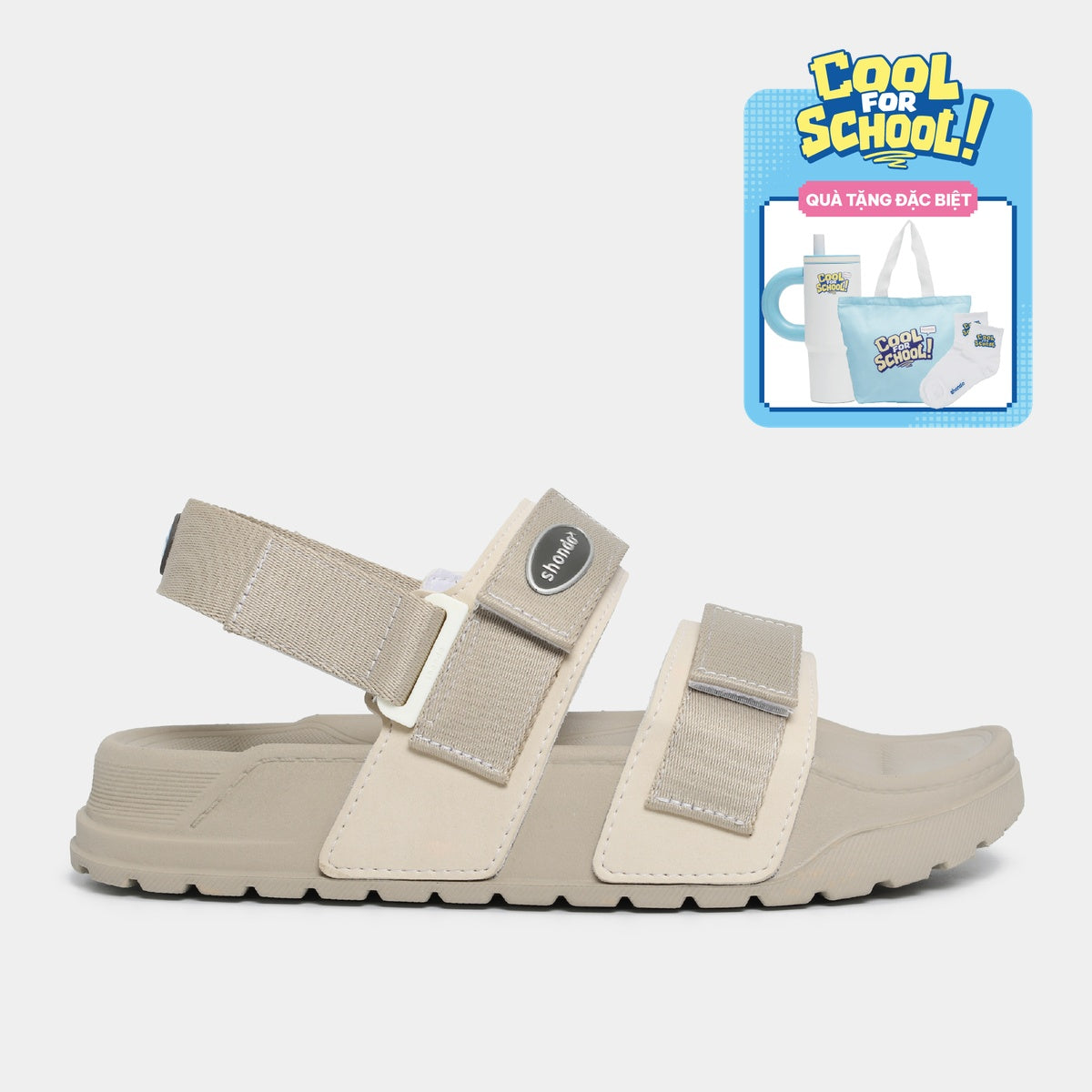 Sandal Platy 4 Đế Bánh Mì Unisex Be