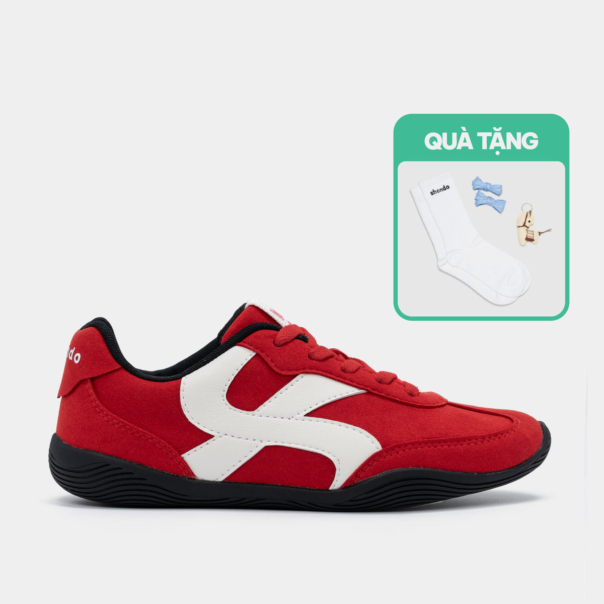 Giày Sneaker Shondo Class 7 Đế Thấp Unisex Màu Đỏ