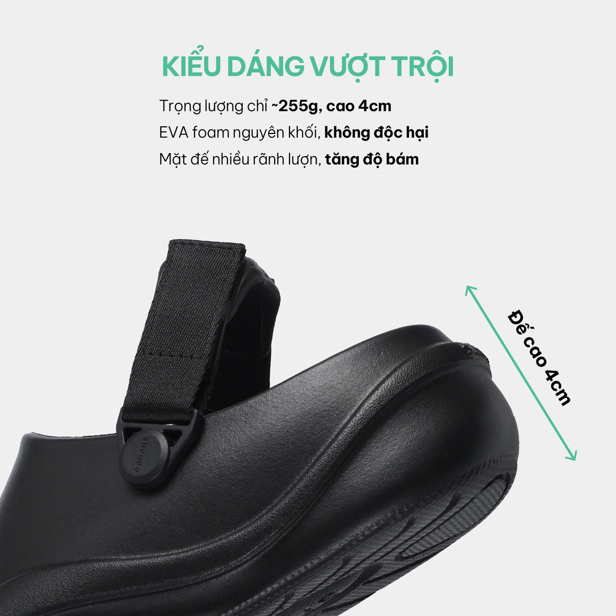 Clog SUKE nhựa đúc nam nữ đen