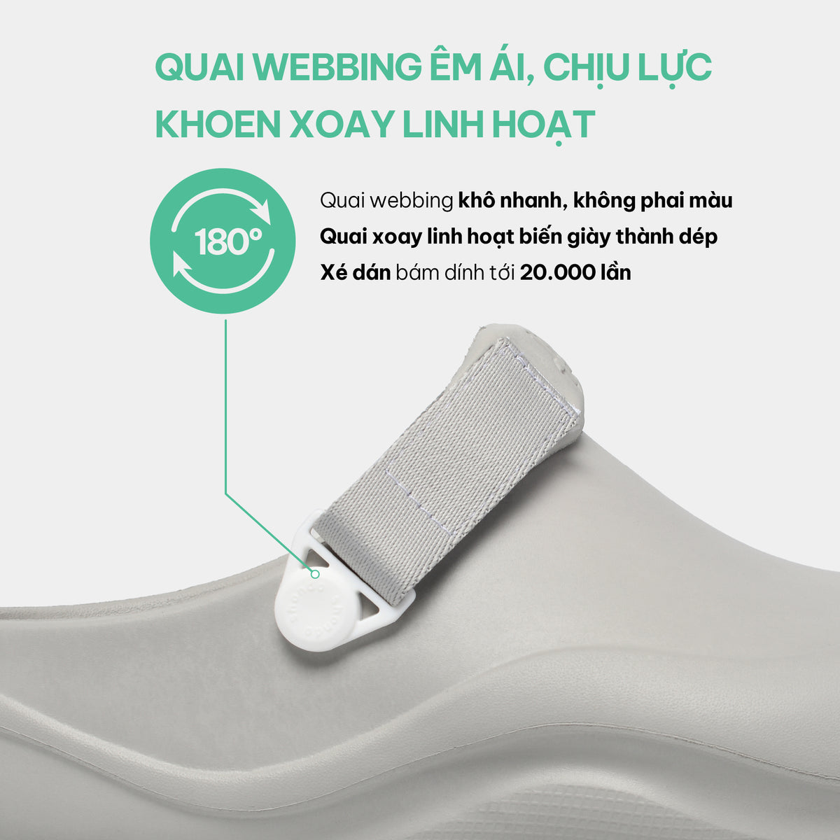 Clog SUKE nhựa đúc nam nữ xám