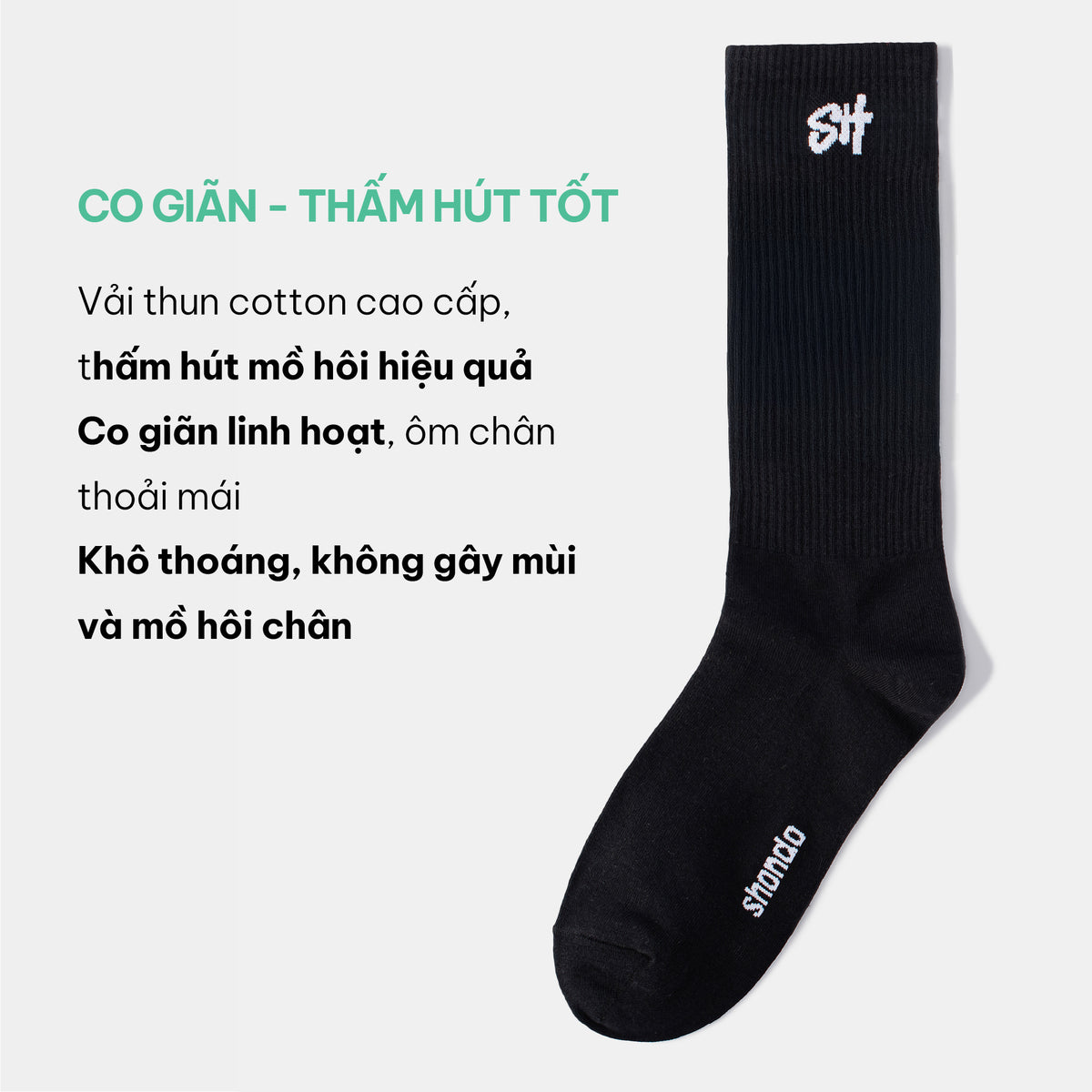 Vớ cổ cao logo SH màu đen phối trắng