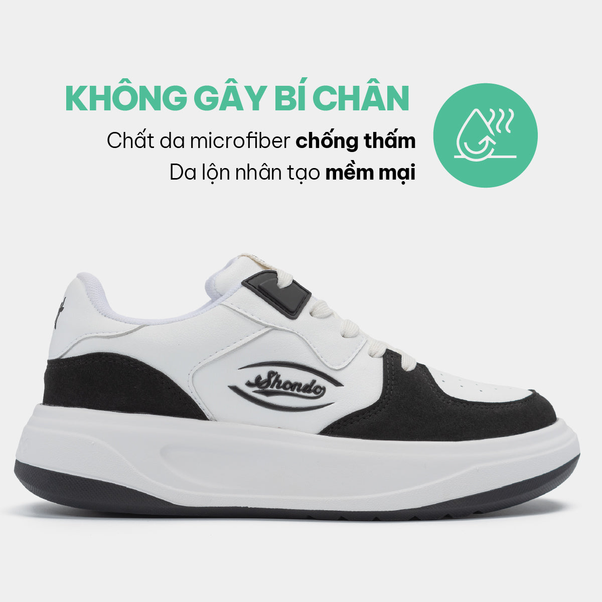 Giày sneaker Class 2 logo Shondo nam nữ trắng đen