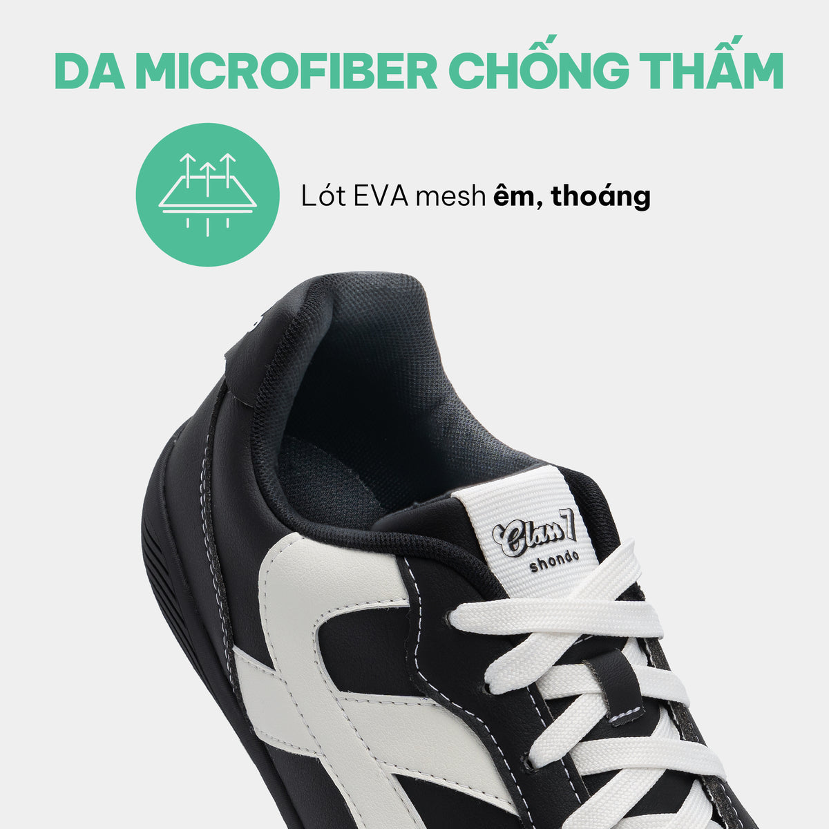 Giày Sneaker Shondo Class 7 Đế Thấp Unisex Màu Đen