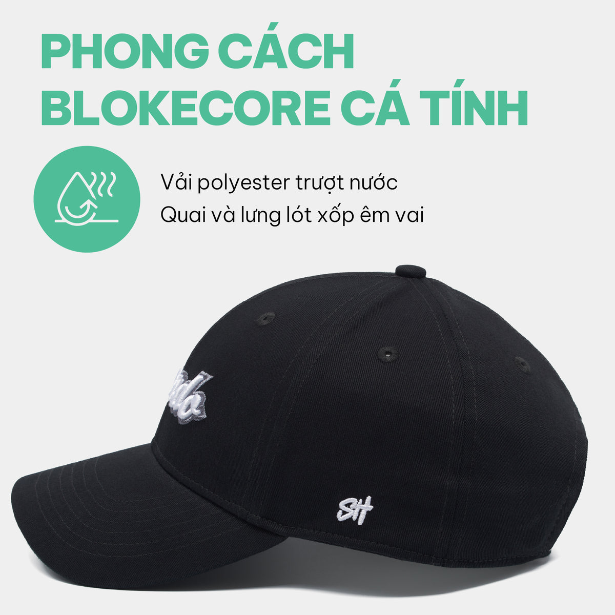 Nón lưỡi trai thêu logo Shondo đen