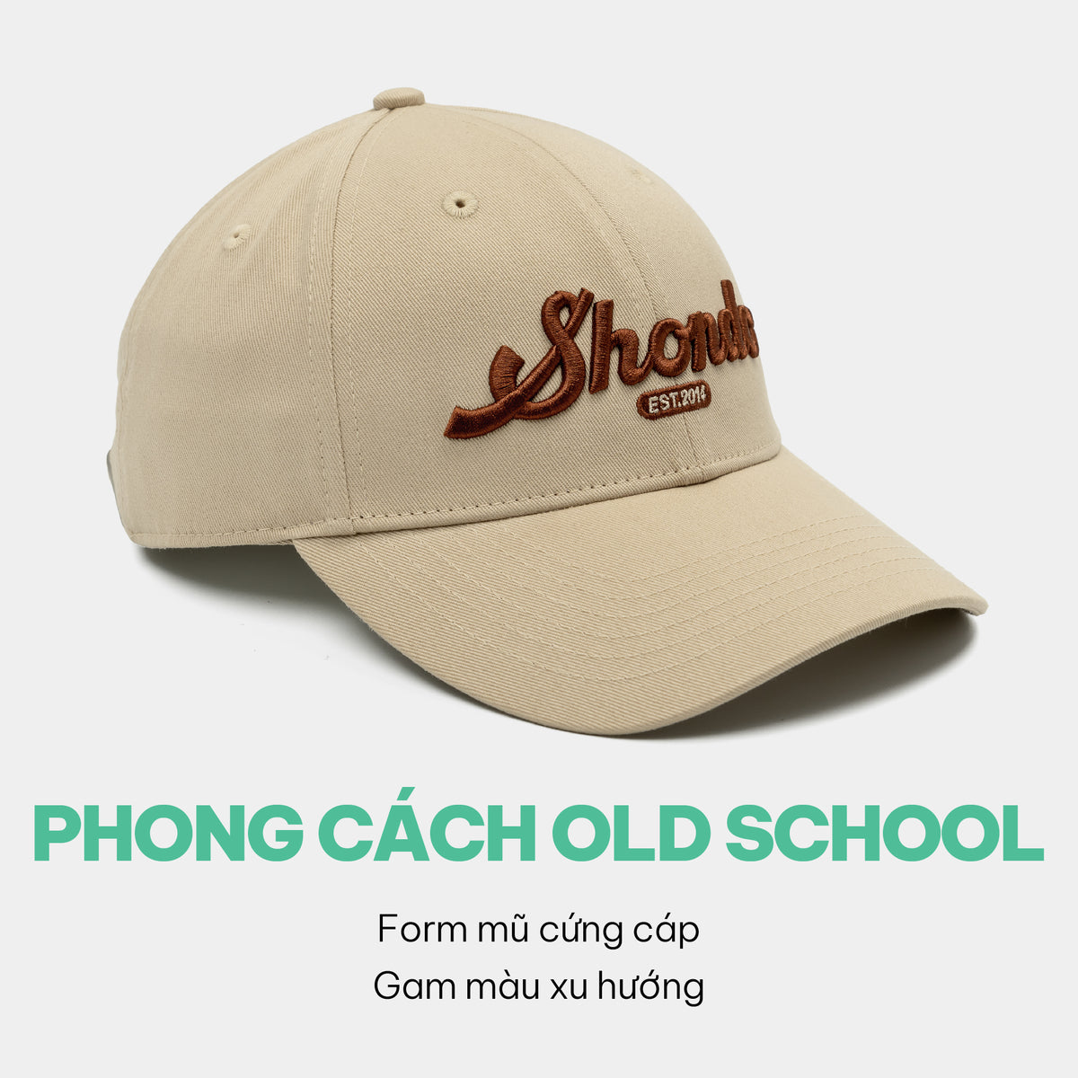 Nón lưỡi trai thêu logo Shondo be