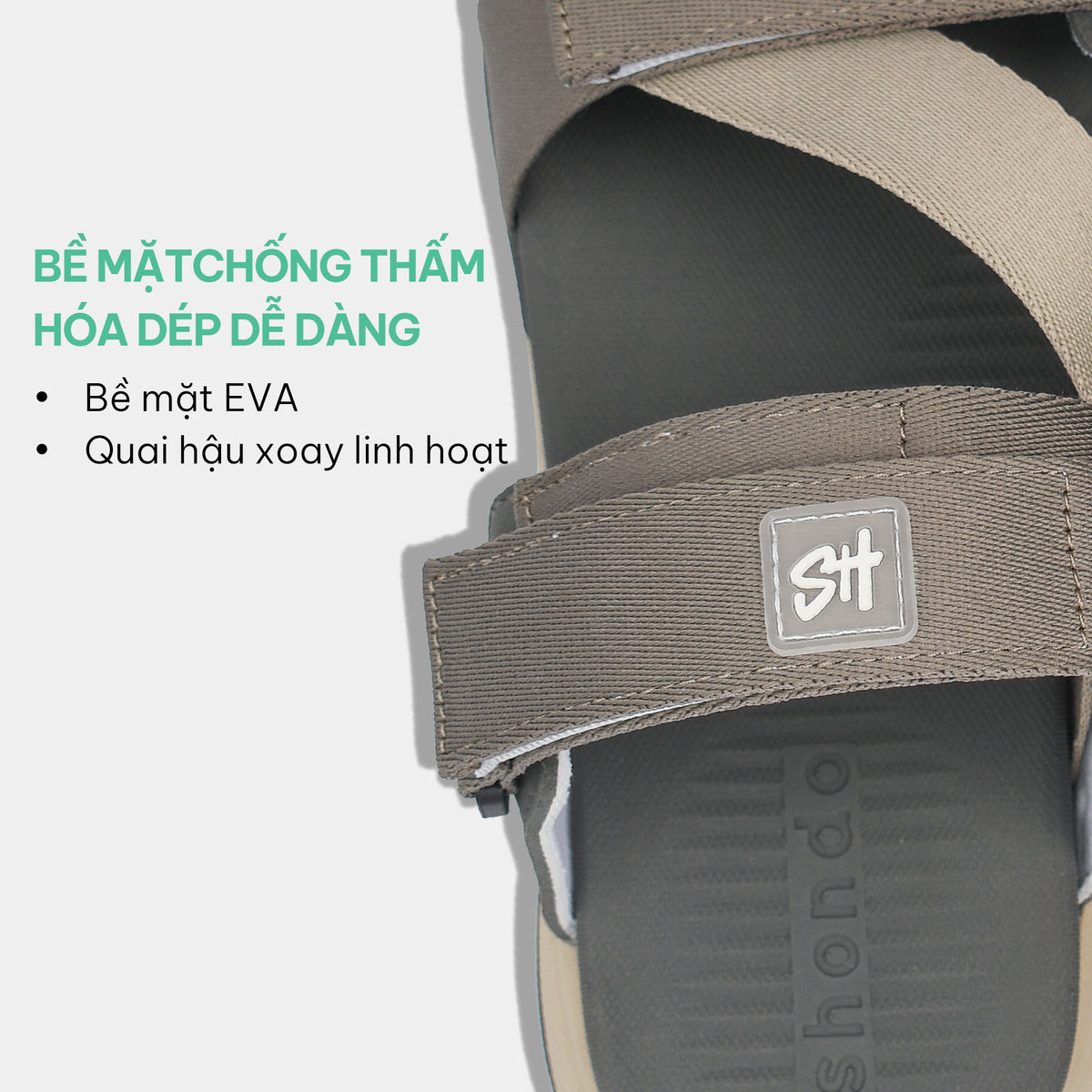 Sandal nam nữ F8B quai xoay be xám