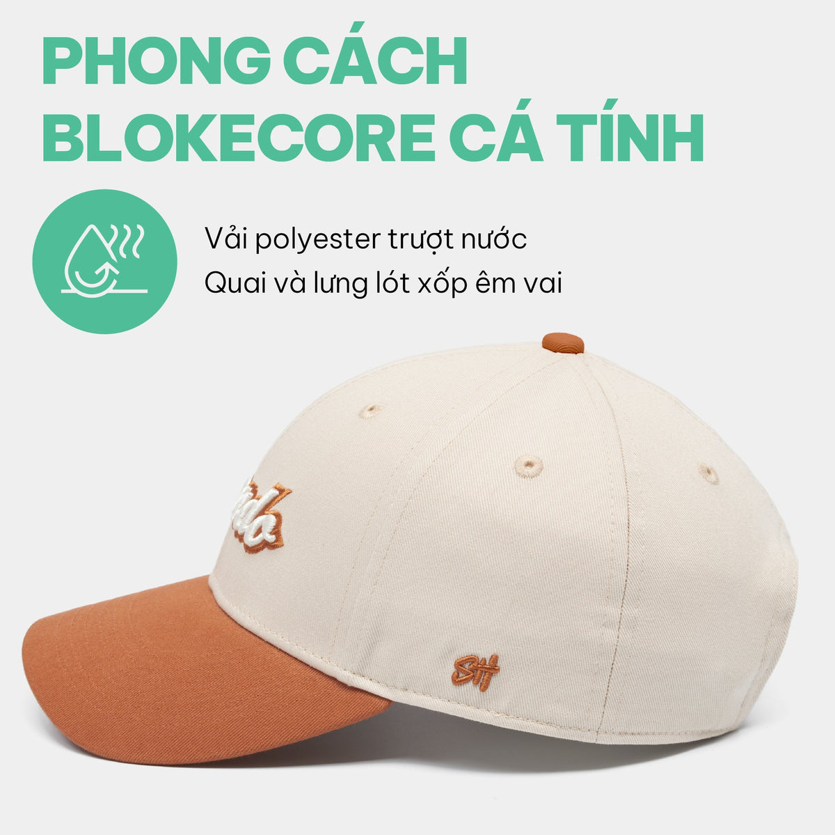 Nón lưỡi trai thêu logo Shondo nâu