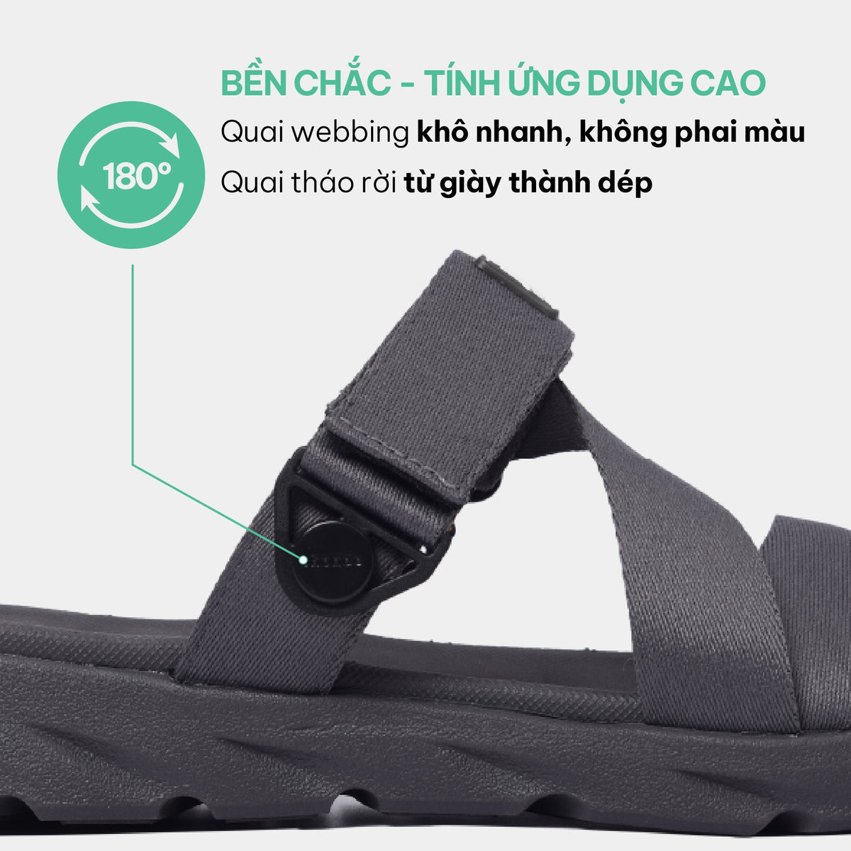 Sandal nam nữ F6S quai xoay xám đậm