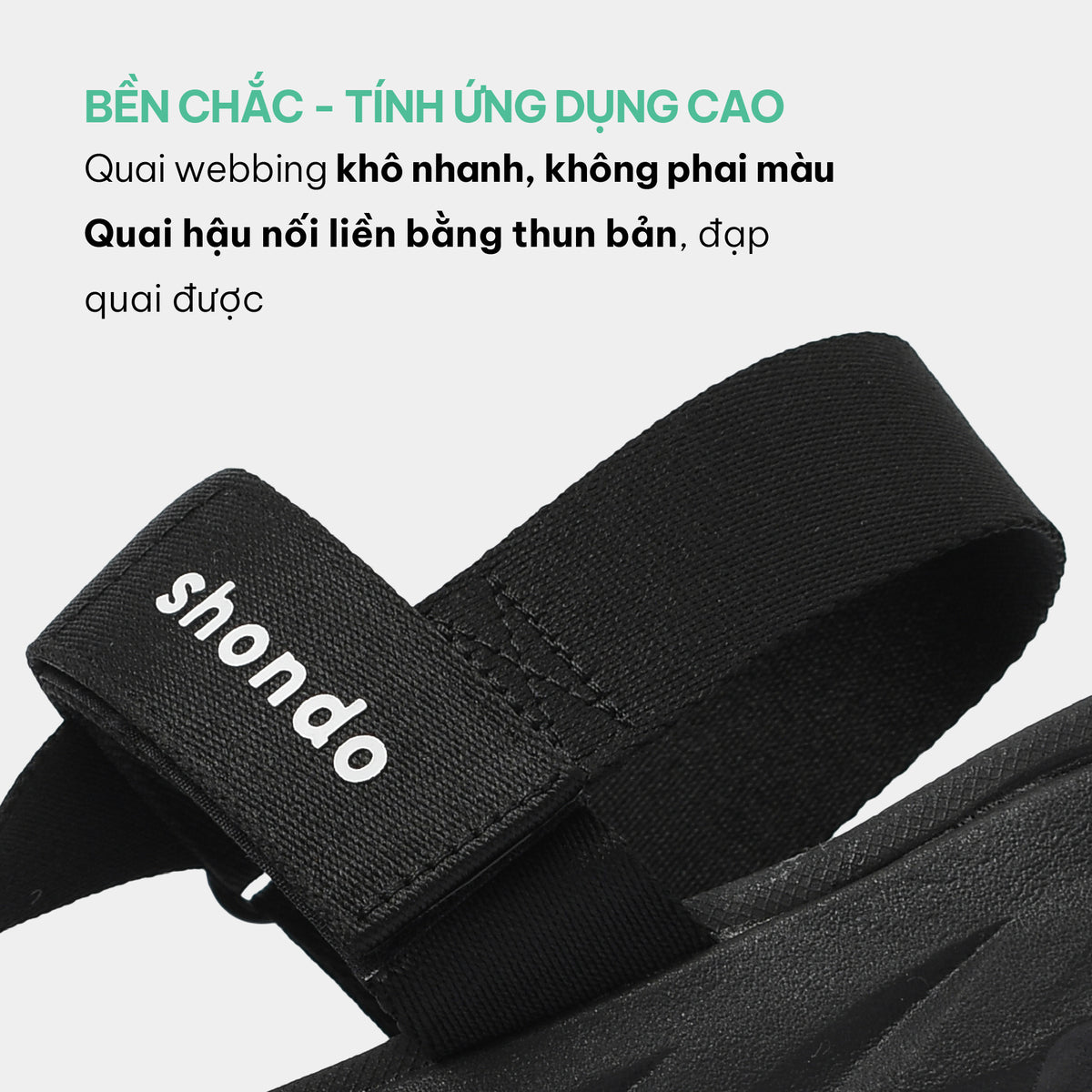 Sandals F6 sport đen quai liền thun