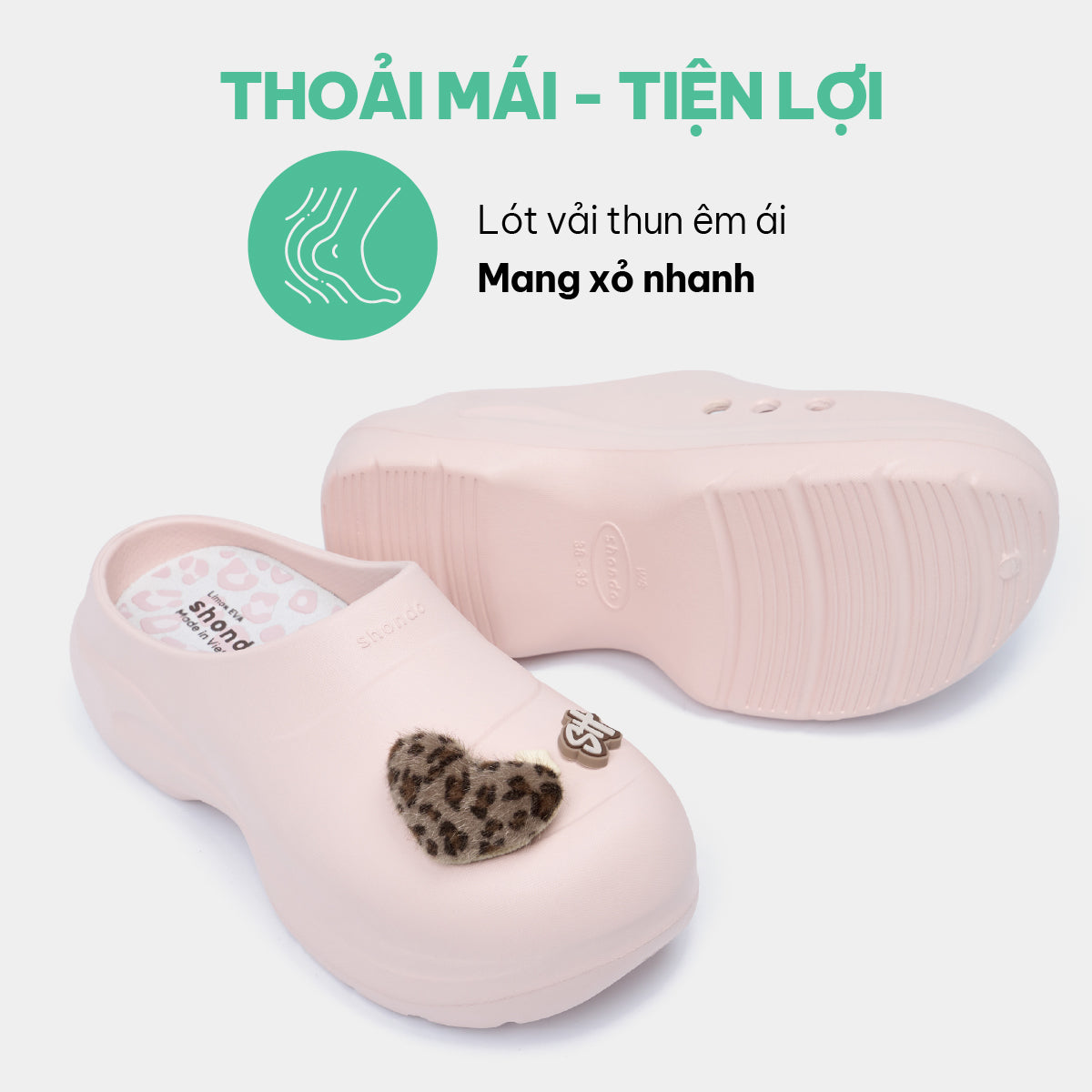 Dép Sục Nữ Mule Chic Da Báo Đế Cao Hồng