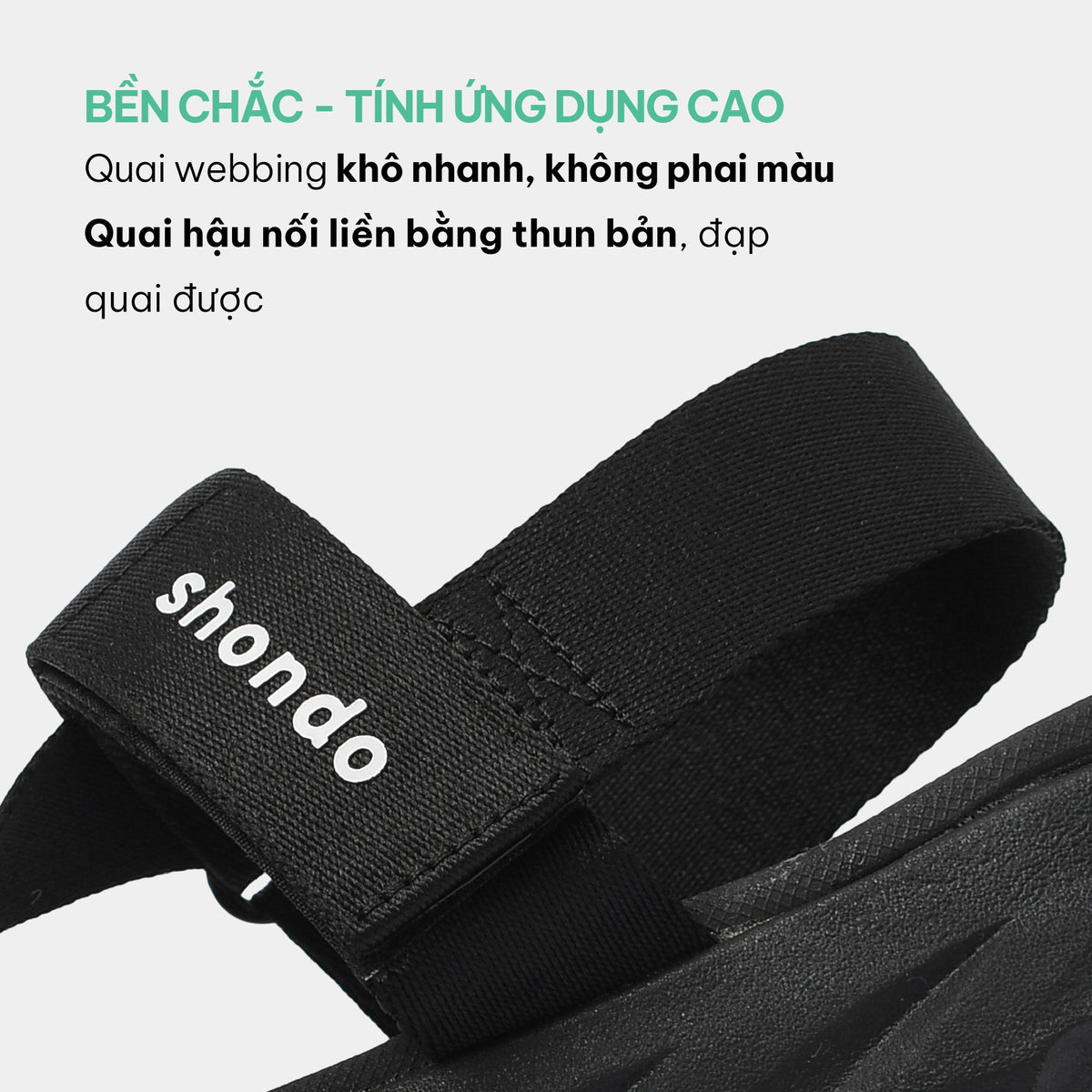 Sandals F6 sport đen quai liền thun