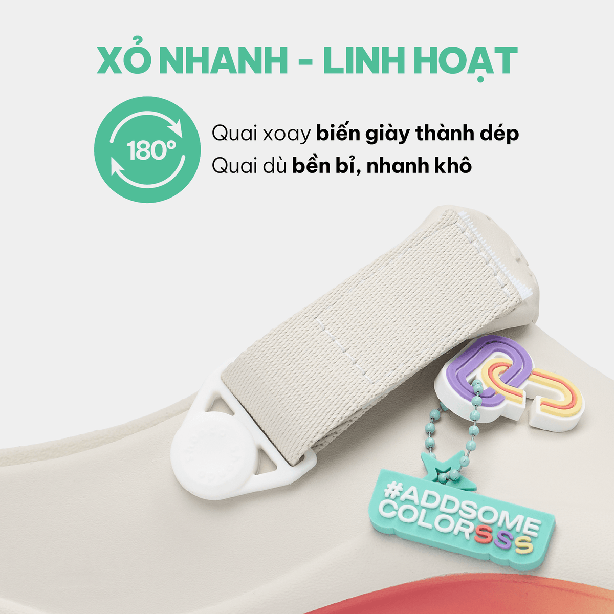 Giày Clog Suke Pride Unisex Cầu Vồng Lục Sắc Trắng Kem
