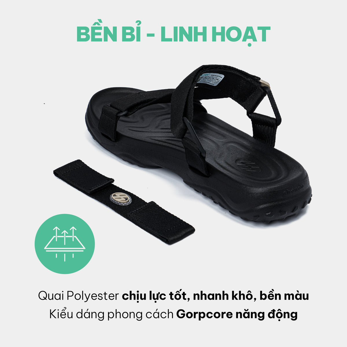 Sandal F11 Quai Chéo Unisex Đen