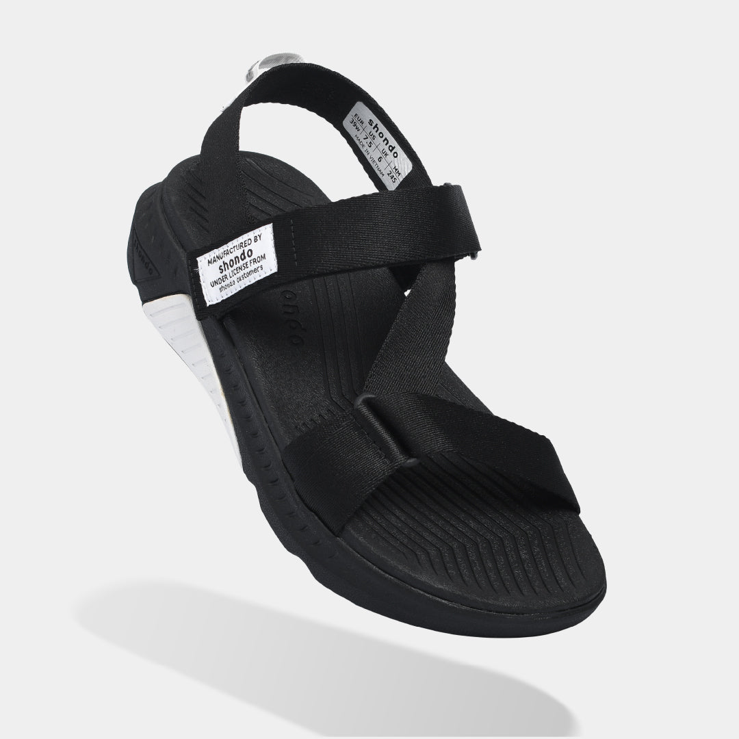 Sandals F7 Racing đế đen phối trắng quai đen