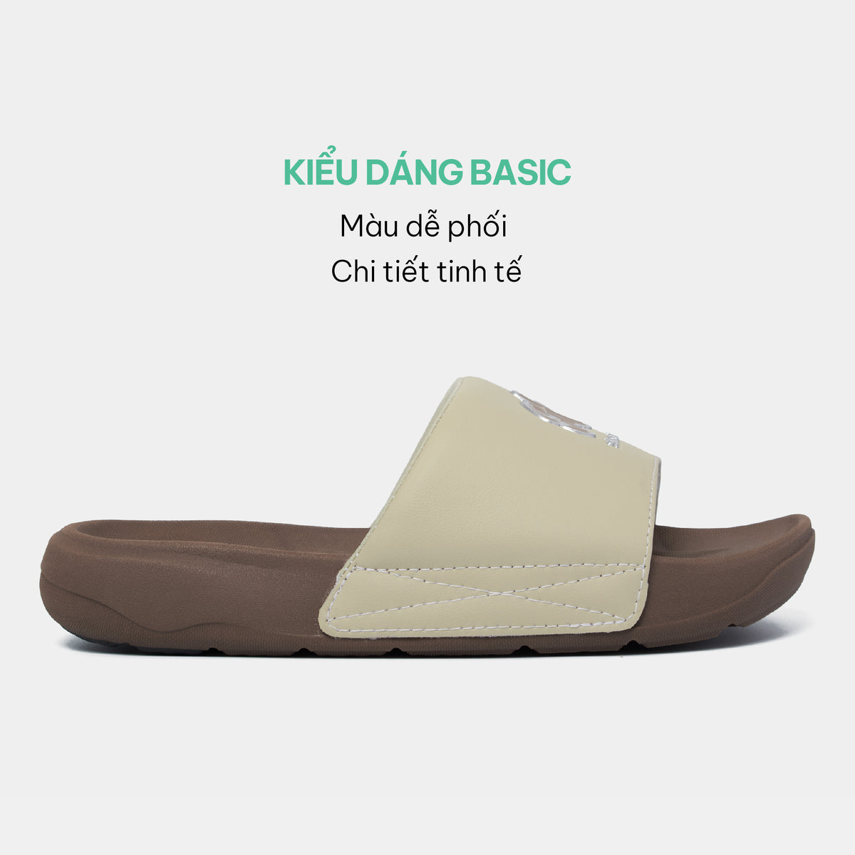 Dép Trendy 7 logo SH TPU nâu be