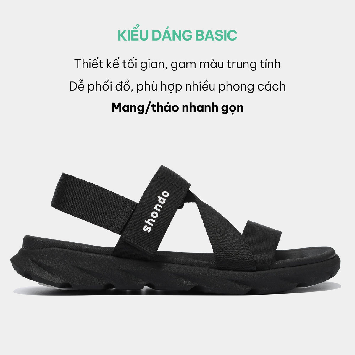 Sandals F6 sport đen quai liền thun