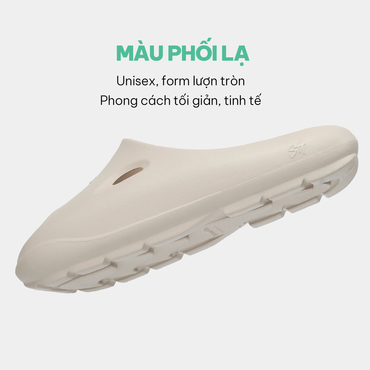Dép bánh mì nhựa đúc Trendy 6 nam nữ be
