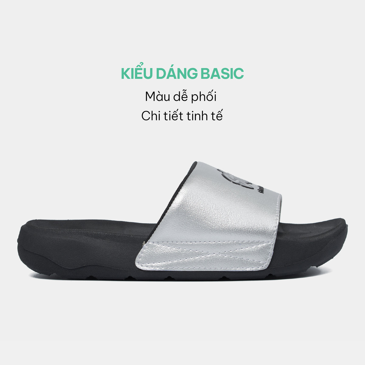 Dép Trendy 7 logo SH TPU đen metallic