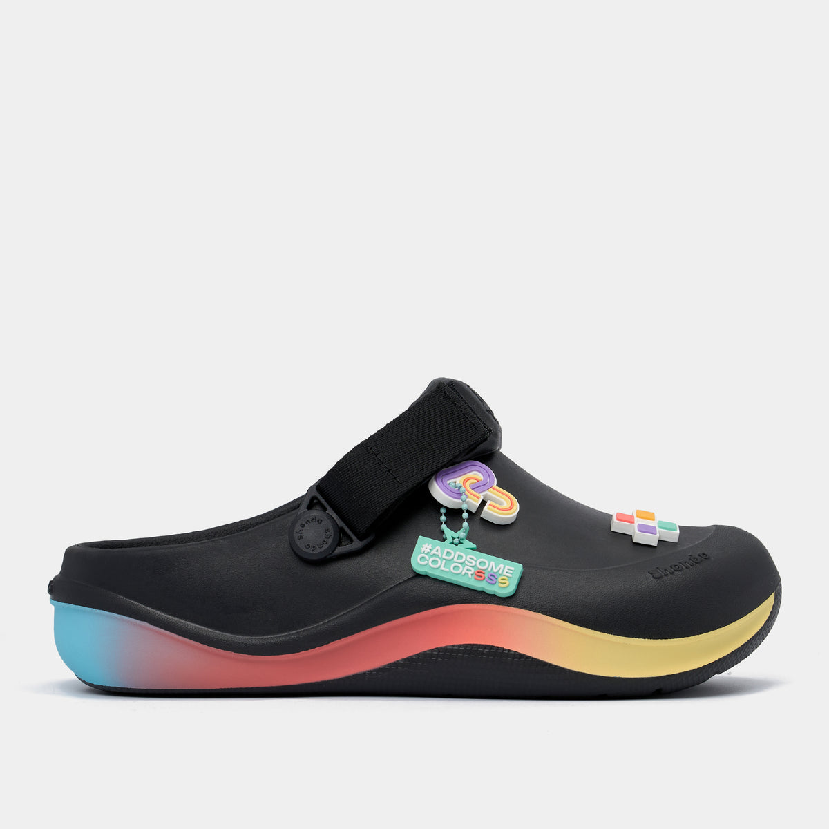 Giày Clog Suke Pride Unisex Cầu Vồng Lục Sắc Đen