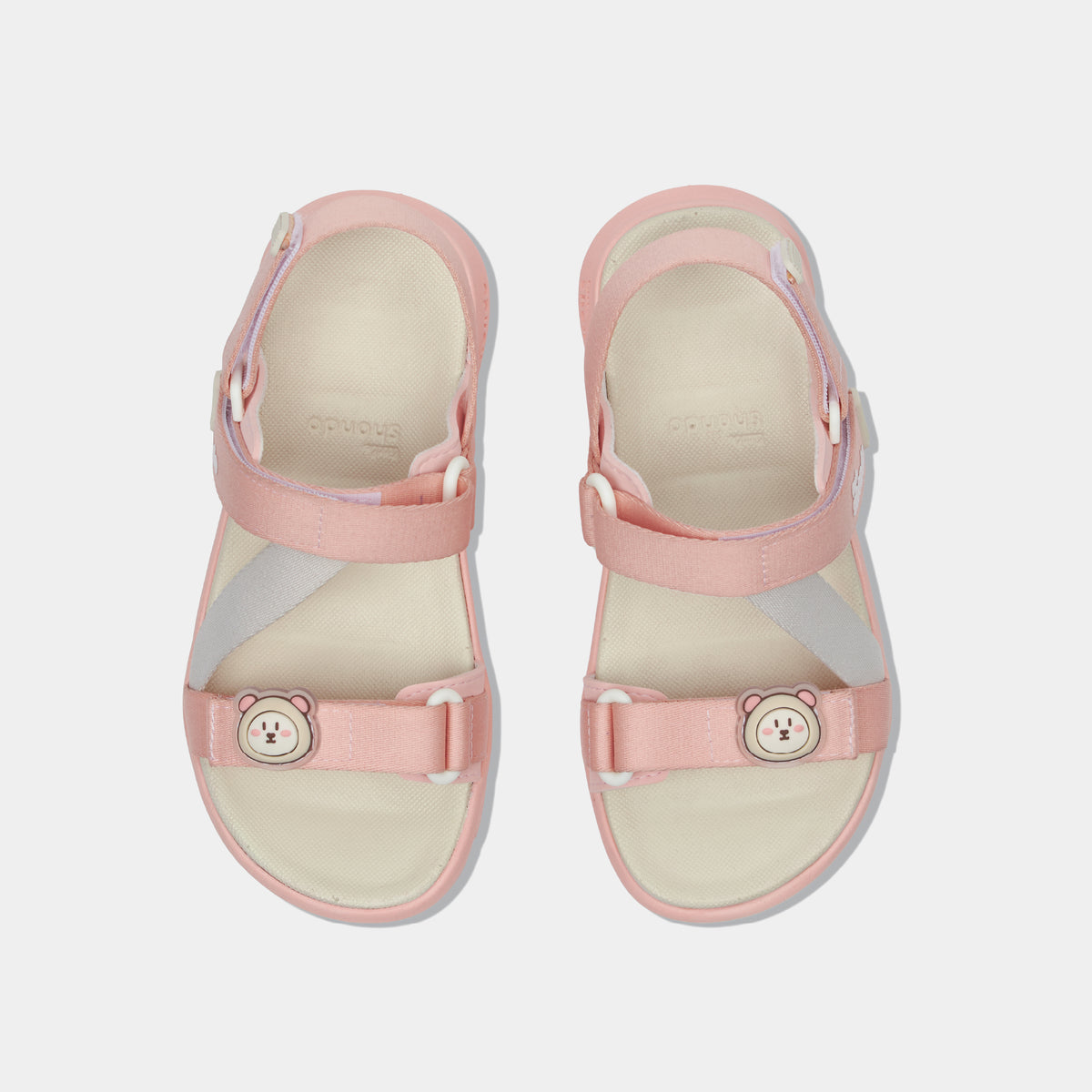 Sandal Trẻ Em Little 6 Quai Chéo Hồng Kem