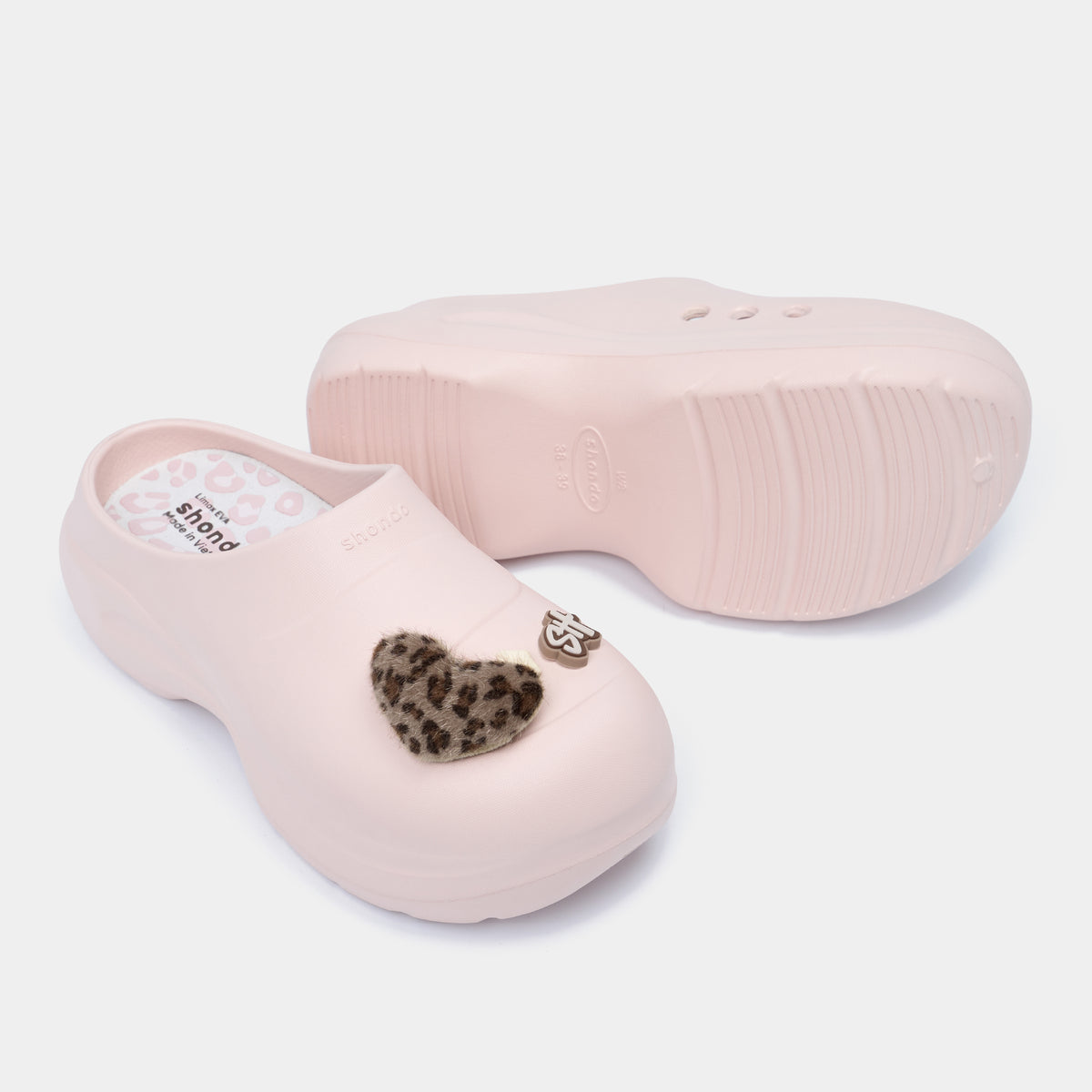Dép Sục Nữ Mule Chic Da Báo Đế Cao Hồng