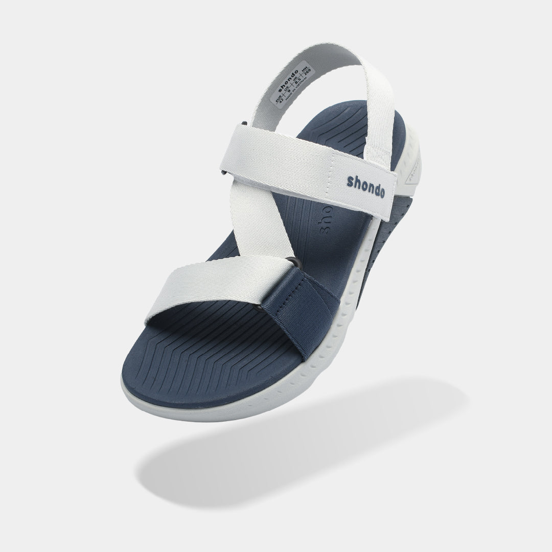 Giày Sandal Nam Nữ Shondo F7R Quai Chéo Xám Rêu Xanh Dương