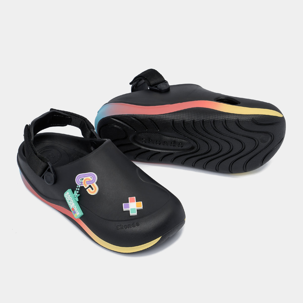 Giày Clog Suke Pride Unisex Cầu Vồng Lục Sắc Đen