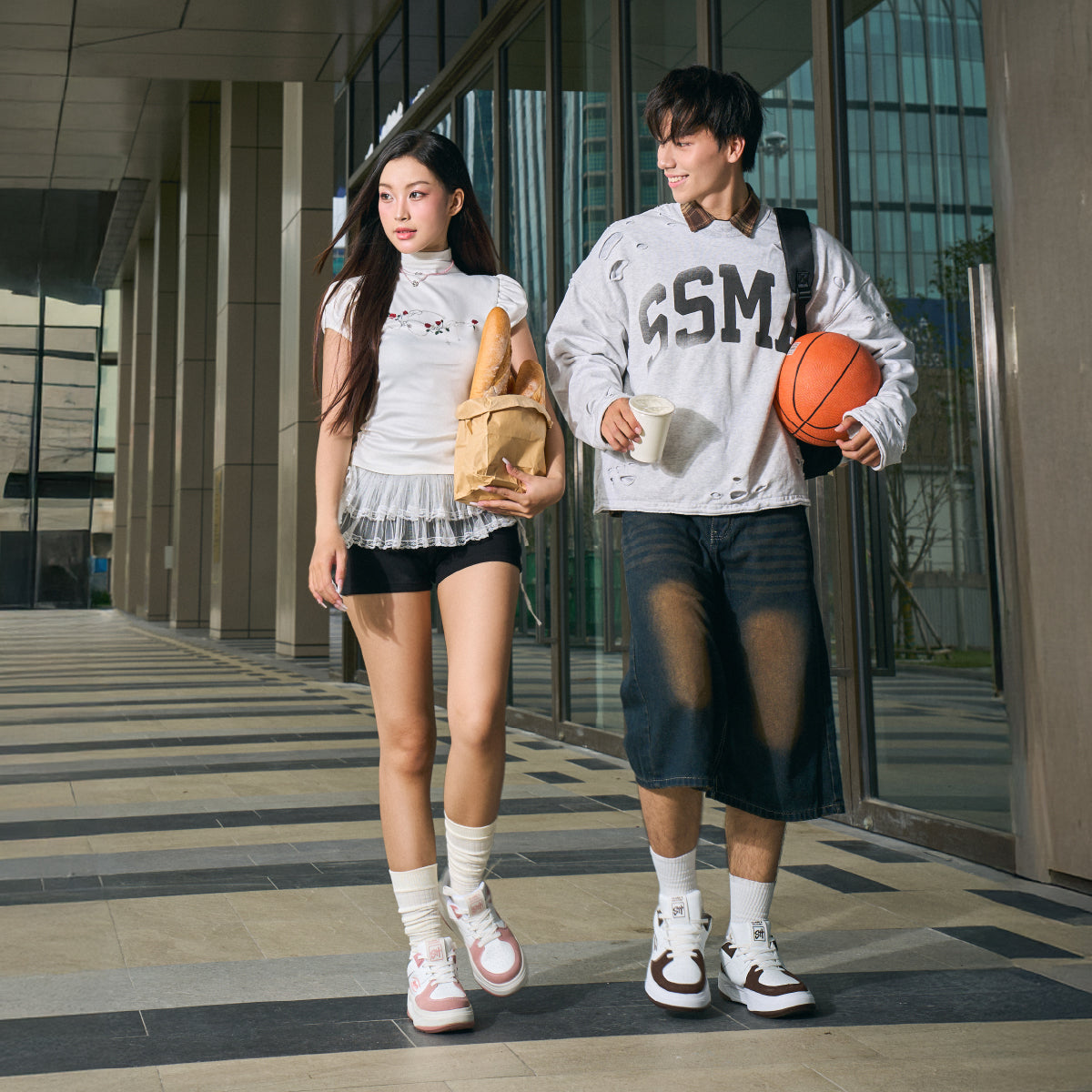 Giày sneaker Class 2 logo Shondo nam nữ trắng nâu