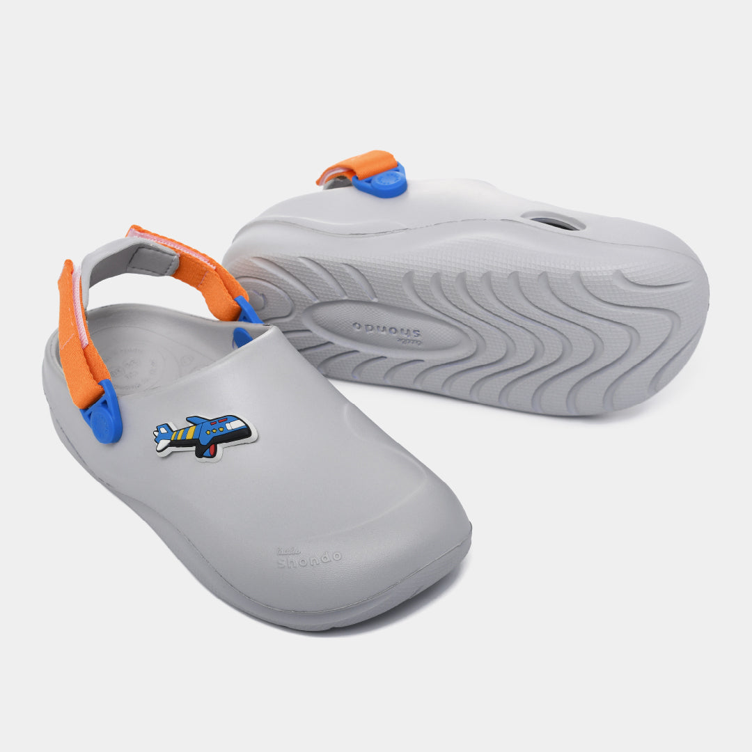 Clog Little Suke bé trai nhựa đúc xám