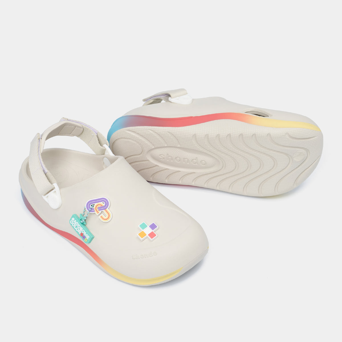 Giày Clog Suke Pride Unisex Cầu Vồng Lục Sắc Trắng Kem