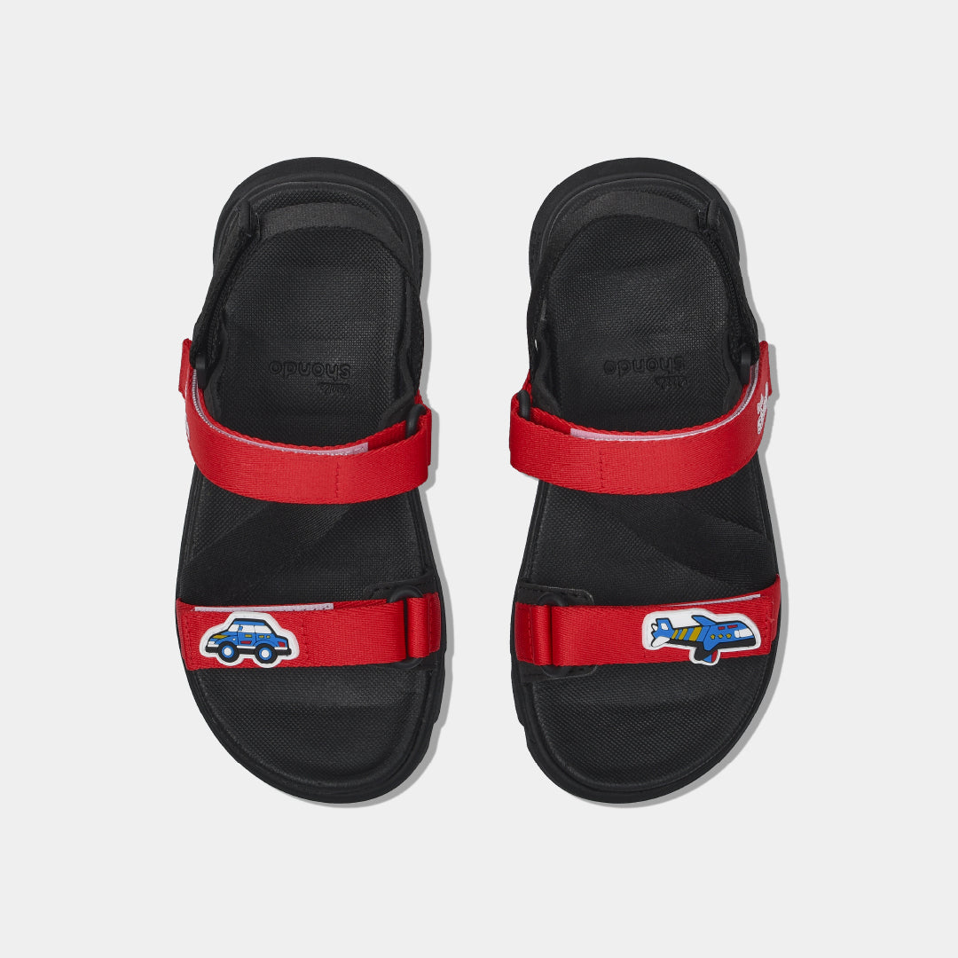 Sandal bé trai Little 6 tem ô tô đen